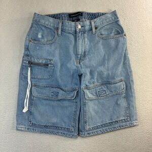 Y2K Aeropostale Baggy Cargo Shorts Men S 30x11 Blue Bermuda Loose Relaxed Skater